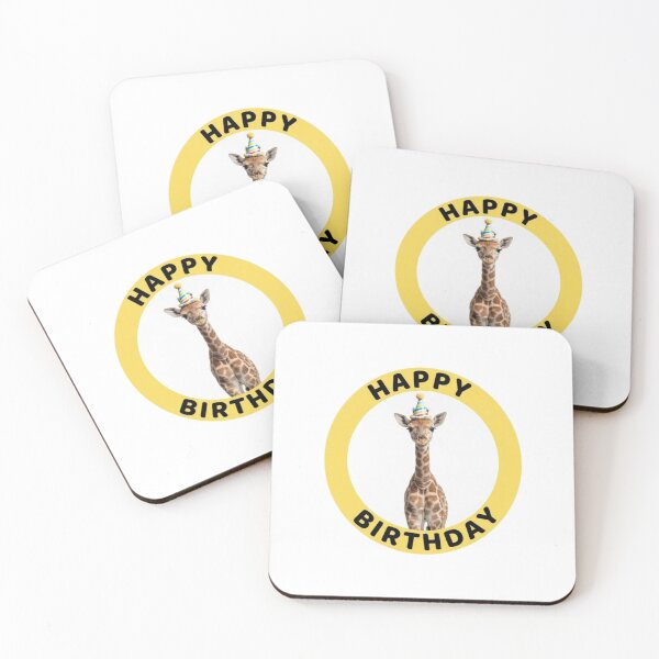 Item preview, Giraffe happy birthday party hat cake balloons meme memes funny designed and sold by CheeseBlueprint.