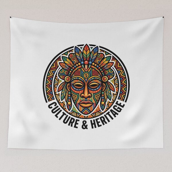 Item preview, African Tribal Mask Geometric Pattern Cultural Heritage designed and sold by SplashTastic.
