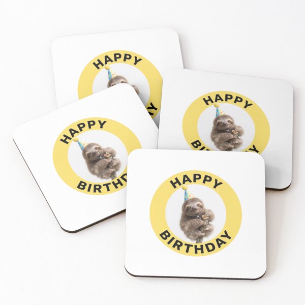 Item preview, Sloth happy birthday party hat cake balloons meme memes funny designed and sold by CheeseBlueprint.