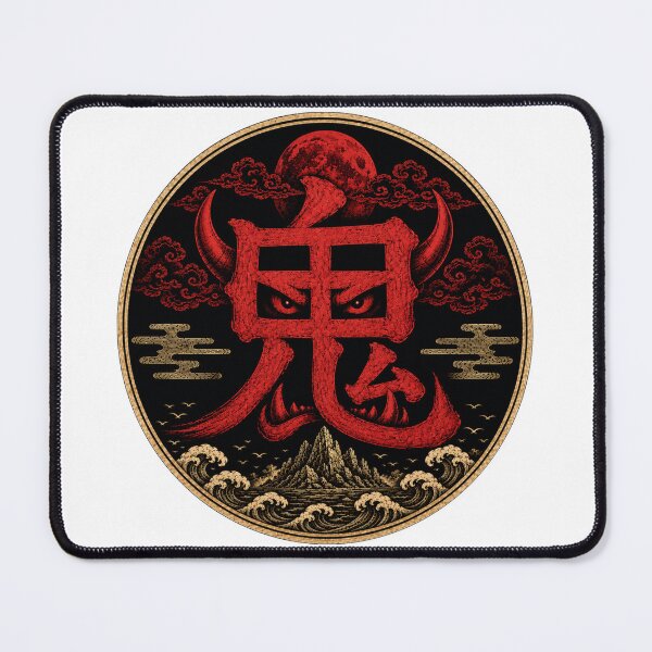 Item preview, ONI Blood Moon Crest – Japanese Demon Kanji Traditional Samurai Monogram designed and sold by Handcan.