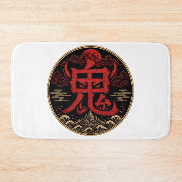 Item preview, ONI Blood Moon Crest – Japanese Demon Kanji   Traditional Samurai Monogram designed and sold by Handcan.