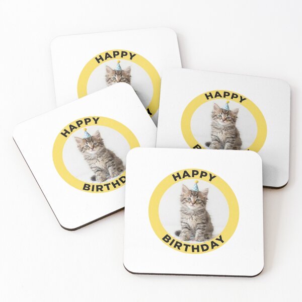 Item preview, Kitten cat kitty happy birthday party hat cake balloons meme memes funny designed and sold by CheeseBlueprint.