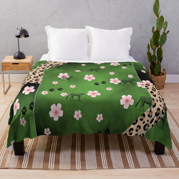 Item preview, Wild Cheetah Cherry Blossoms Green designed and sold by MariahDaGoatedPrincess.