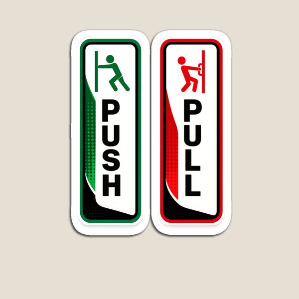 Item preview, Push Pull Door Stickers Green Red Safety Sign Decals Glass Door Labels Office Business Entrance Set designed and sold by AnimalsArts21.