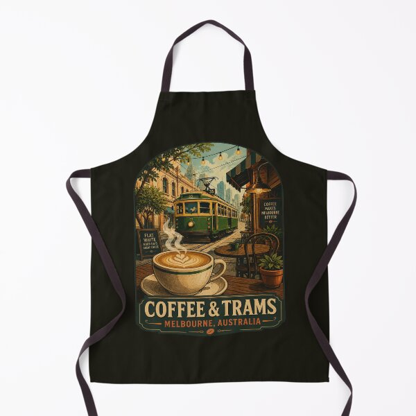 Item preview, Coffee & Trams Melbourne Australia | Vintage Flat White Café & Heritage Tram Retro Travel Design designed and sold by Globalcitytees.