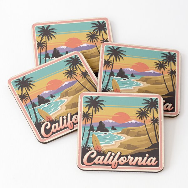 Item preview, Vintage California Sunset Travel Poster - Retro Beach & Surf Art designed and sold by Pattern-Parade.