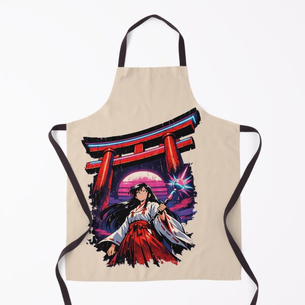 Item preview, Retro Anime Synthwave Shrine Maiden designed and sold by KungPowUnicorn.