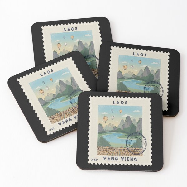 Item preview, Vang Vieng Laos Karst Mountains River Stamp Sticker designed and sold by stickercuffs.