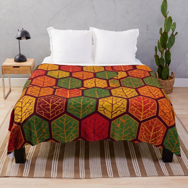 Item preview, Autumn Geometric Hexagon Leaf Vein Pattern designed and sold by WitchyBotanicaArt.