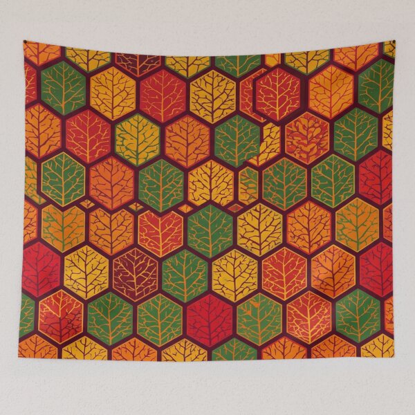 Item preview, Autumn Geometric Hexagon Leaf Vein Pattern designed and sold by WitchyBotanicaArt.