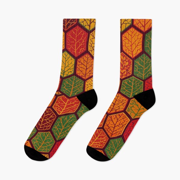 Item preview, Autumn Geometric Hexagon Leaf Vein Pattern designed and sold by WitchyBotanicaArt.