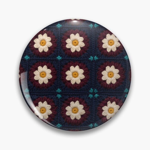 Item preview, Thick Wool Crochet Daisy Burgundy Navy Cream designed and sold by LuisWorks.