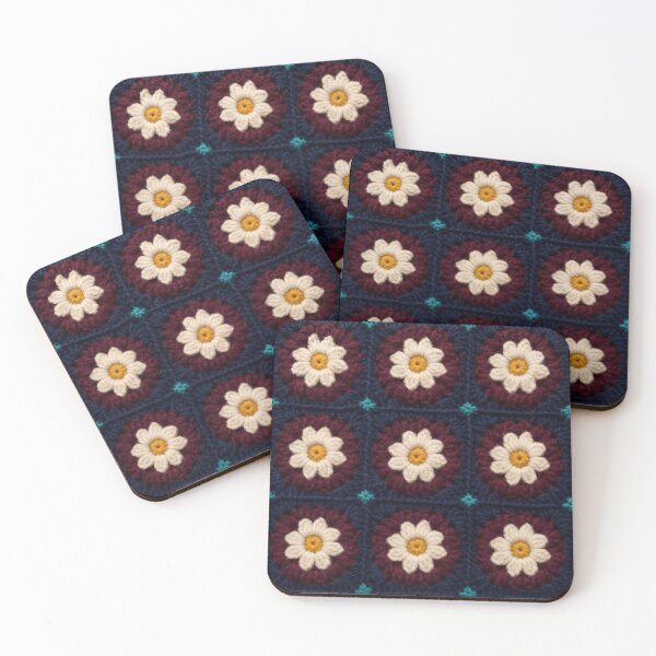 Item preview, Thick Wool Crochet Daisy Burgundy Navy Cream designed and sold by LuisWorks.
