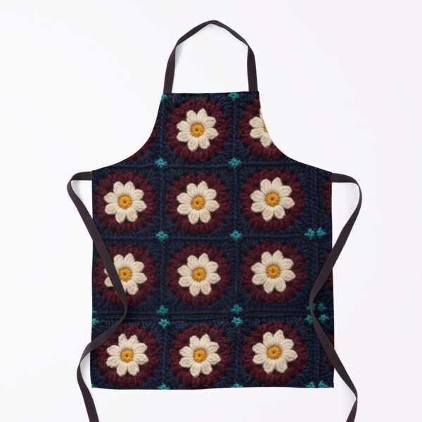 Item preview, Thick Wool Crochet Daisy Burgundy Navy Cream designed and sold by LuisWorks.