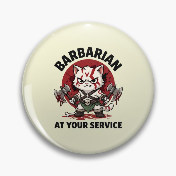 Item preview, Cute Barbarian Cat At Your Service - Funny Tabletop RPG Berserker Feline designed and sold by AdyKurniawan.