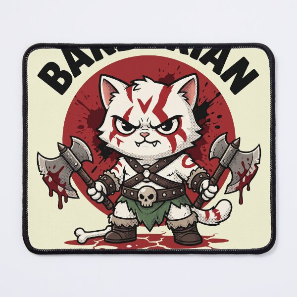Item preview, Cute Barbarian Cat At Your Service - Funny Tabletop RPG Berserker Feline designed and sold by AdyKurniawan.