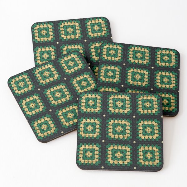 Item preview, Emerald Gold Crochet Square Black Silk Luxury designed and sold by LuisWorks.