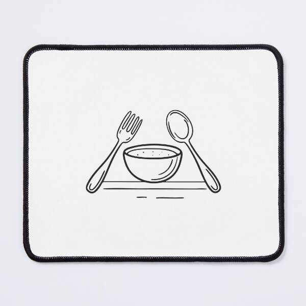 Item preview, A bowl accompanied by a fork and spoon lying next to it designed and sold by rasagamastore.