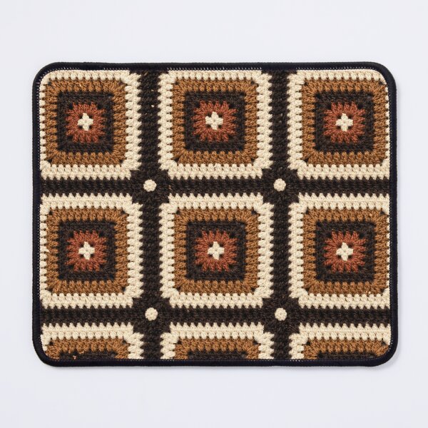 Item preview, Black Brown Crochet Square Geometric Star Center designed and sold by LuisWorks.
