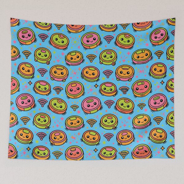 Item preview, Cute Robot Vacuum Smart Home Tech Seamless Pattern designed and sold by SplashTastic.