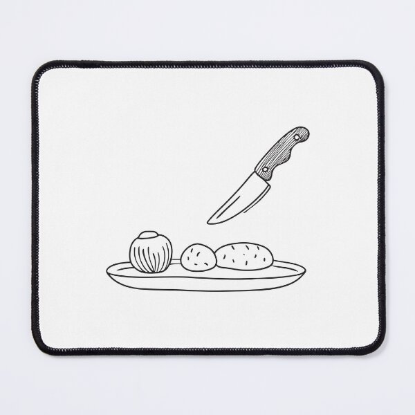 Item preview, A kitchen knife placed next to some peeled vegetables designed and sold by rasagamastore.