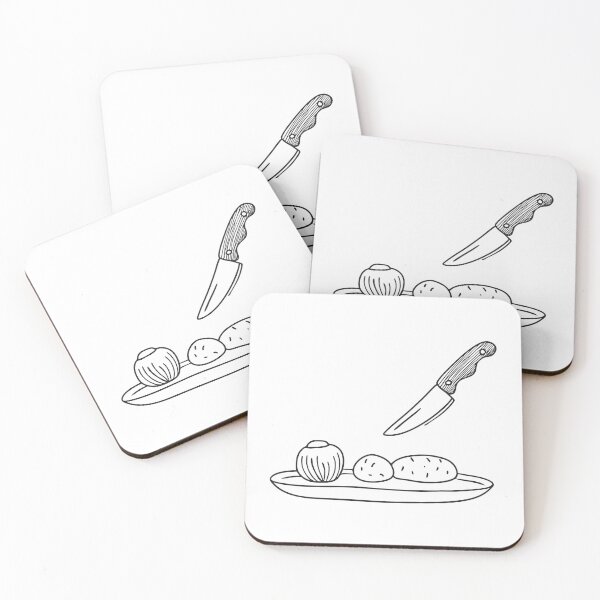 Item preview, A kitchen knife placed next to some peeled vegetables designed and sold by rasagamastore.