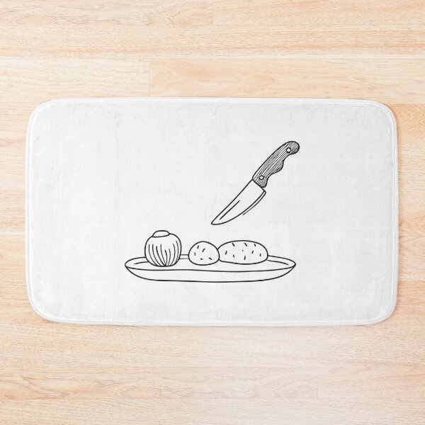 Item preview, A kitchen knife placed next to some peeled vegetables designed and sold by rasagamastore.