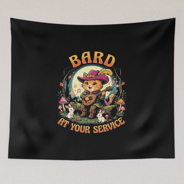 Item preview, Cute Bard Cat At Your Service - Funny Tabletop RPG Musical Feline designed and sold by AdyKurniawan.