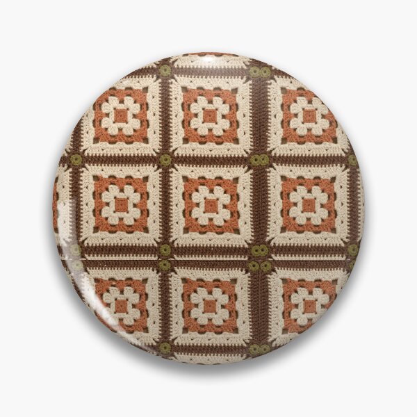 Item preview, Cotton Crochet Square Terracotta Brown Cream Vintage designed and sold by LuisWorks.