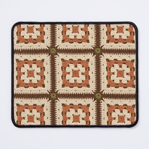Item preview, Cotton Crochet Square Terracotta Brown Cream Vintage designed and sold by LuisWorks.
