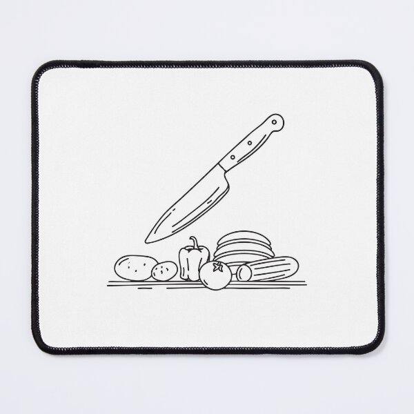 Item preview, A kitchen knife resting near peeled vegetable scraps designed and sold by rasagamastore.