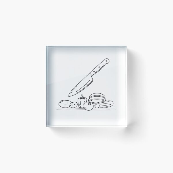 Item preview, A kitchen knife resting near peeled vegetable scraps designed and sold by rasagamastore.