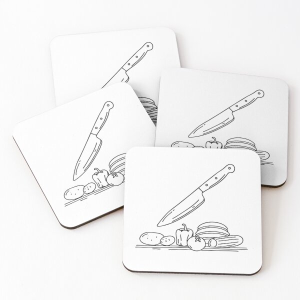 Item preview, A kitchen knife resting near peeled vegetable scraps designed and sold by rasagamastore.