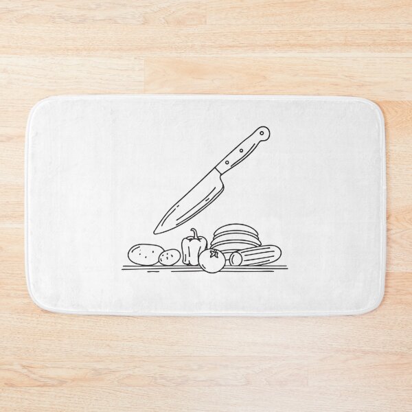 Item preview, A kitchen knife resting near peeled vegetable scraps designed and sold by rasagamastore.