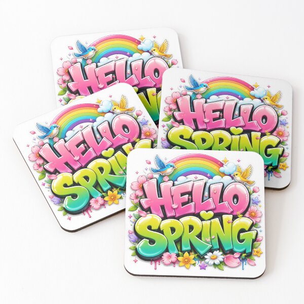 Item preview, HELLO SPRING Graffiti PNG | Vibrant Spring Flowers Sticker | Happy Floral Aesthetic for Laptop & Notebook designed and sold by Stylestickers55.