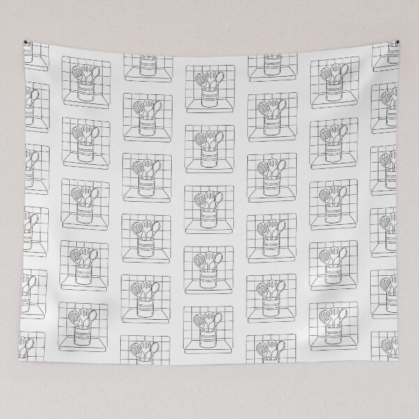 Item preview, A circular utensil holder placed against a tiled kitchen wall designed and sold by rasagamastore.