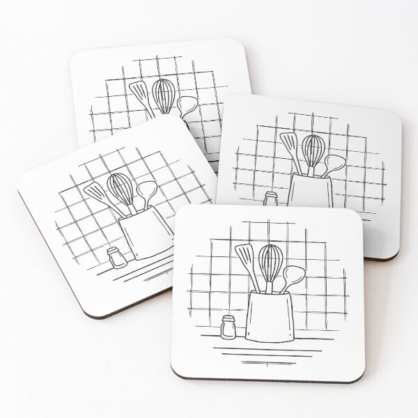 Item preview, A tiled kitchen wall with a round utensil container resting against it designed and sold by rasagamastore.