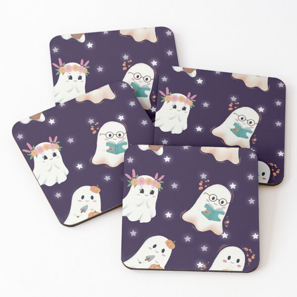 Item preview, Cute Cozy Hobby Ghosts Seamless Halloween Pattern designed and sold by StoriesInGrain.