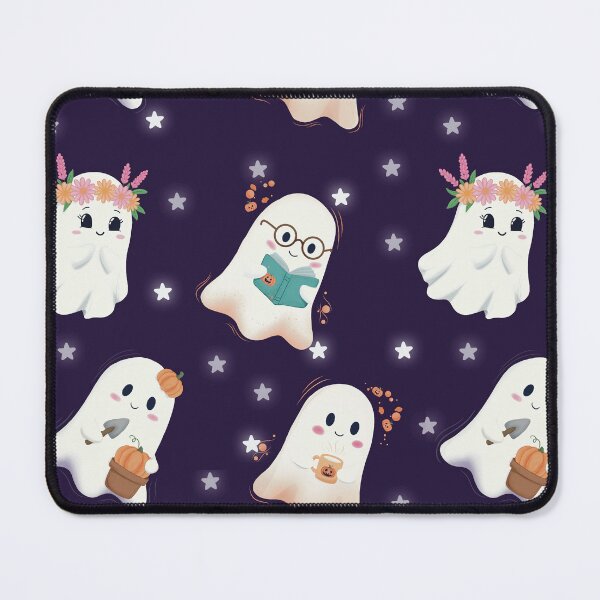 Item preview, Cute Cozy Hobby Ghosts Seamless Halloween Pattern designed and sold by StoriesInGrain.