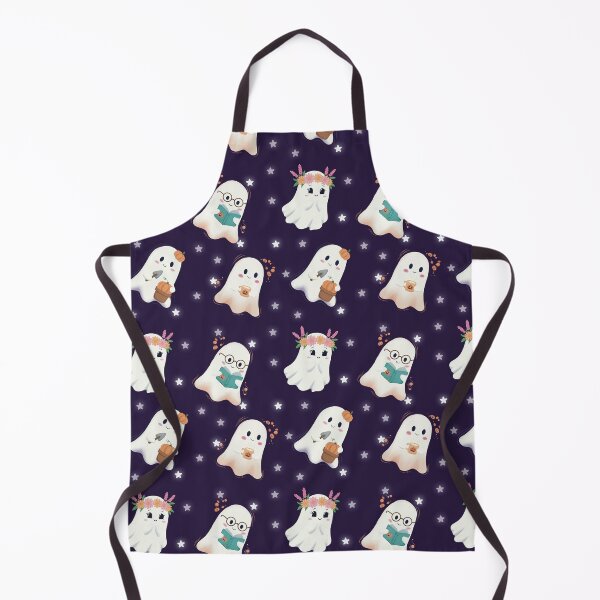 Item preview, Cute Cozy Hobby Ghosts Seamless Halloween Pattern designed and sold by StoriesInGrain.