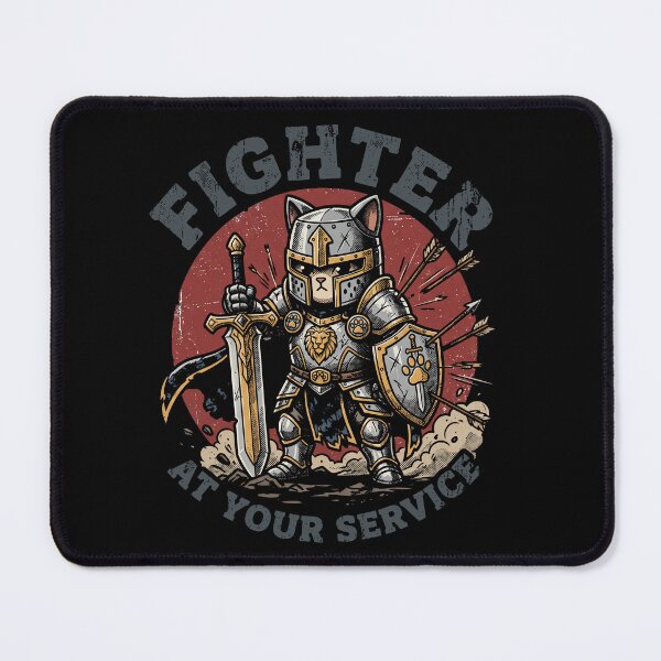 Item preview, Cute Fighter Cat At Your Service - Funny Tabletop RPG Knight Feline designed and sold by AdyKurniawan.
