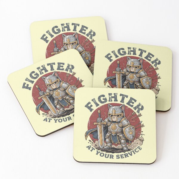 Item preview, Cute Fighter Cat At Your Service - Funny Tabletop RPG Knight Feline designed and sold by AdyKurniawan.