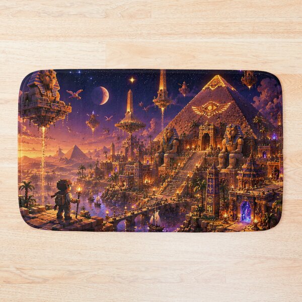 Item preview, Ancient Egypt Desert Temple Under Cosmic Skies designed and sold by pixelpopplanet.