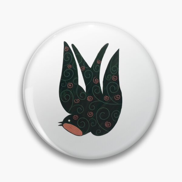 Item preview, Embroidered Swallow, Folk Art Bird, Floral Embroidery, Botanical Folk Art designed and sold by Dormitria.