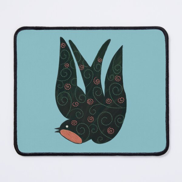 Artikelvorschau, Gestickte Schwalbe, Vogelmotiv der Volkskunst, Blumenstickerei, Botanische Volkskunst entworfen und verkauft von Dormitria.