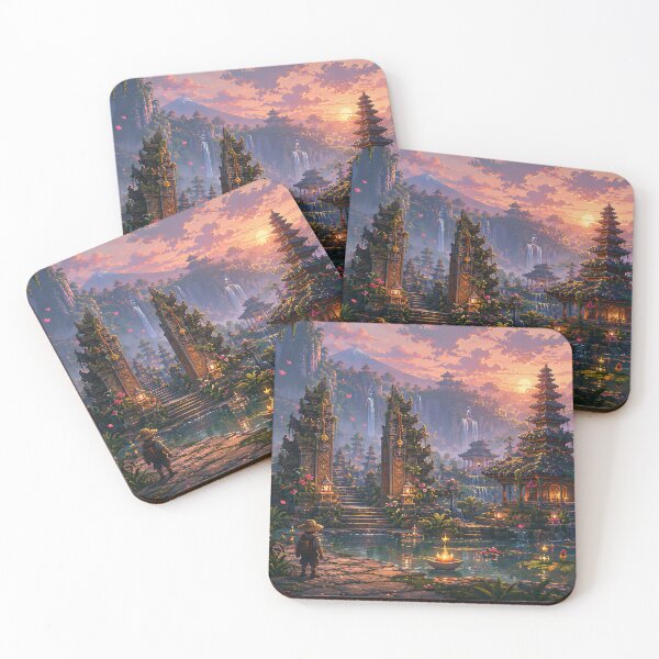 Item preview, Bali Temple Garden at Tropical Sunset designed and sold by pixelpopplanet.