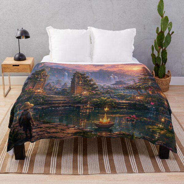Item preview, Bali Temple Garden at Tropical Sunset designed and sold by pixelpopplanet.