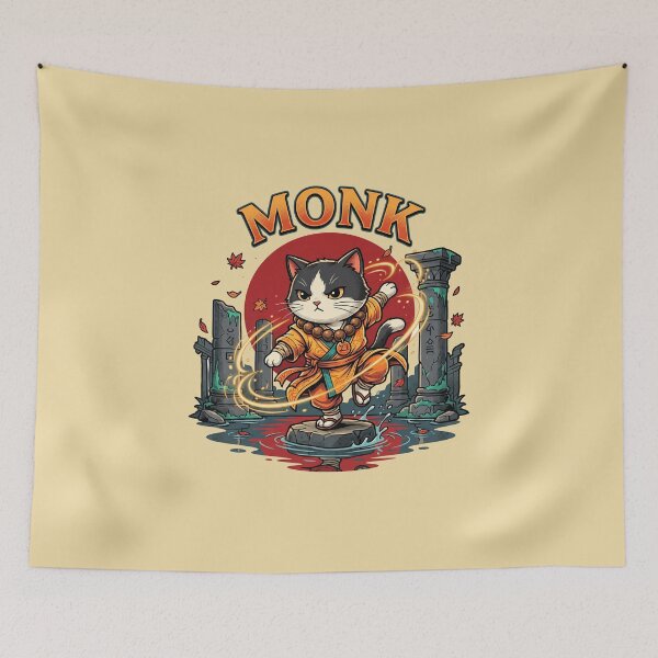 Item preview, Tabletop RPG Monk Cat - Retro Fantasy Martial Arts Feline Parody designed and sold by AdyKurniawan.