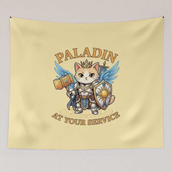 Item preview, Cute Paladin Cat At Your Service - Funny Tabletop RPG Holy Feline designed and sold by AdyKurniawan.