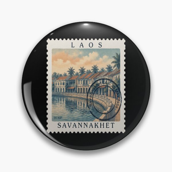 Item preview, Savannakhet Laos Colonial Mekong Riverfront Stamp Sticker designed and sold by stickercuffs.
